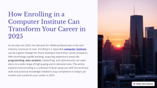 How Enrolling in a Computer Institute Can Transform Your Career in 2025