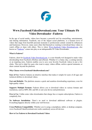 Download Facebook Videos Now - facebook video download com - FADOWN