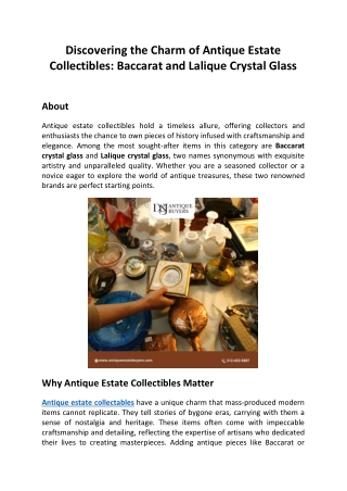 Discovering the Charm of Antique Estate Collectibles Baccarat and Lalique Crystal Glass