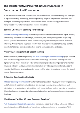 The Transformative Power Of 3D Laser Scanning In Construction And Preservation