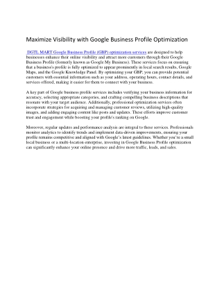 Maximize Visibility with Google Business Profile Optimization