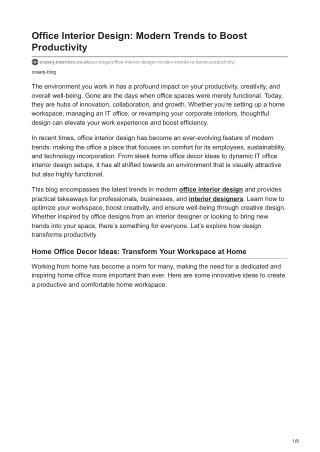 Office Interior Design: Modern Trends to Boost Productivity