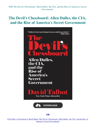 PDF The Devil's Chessboard Allen Dulles  the CIA  and the Rise of America's Secret Government