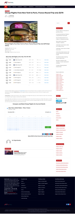 Cheap Flights from New York to Paris, France Round Trip only $270