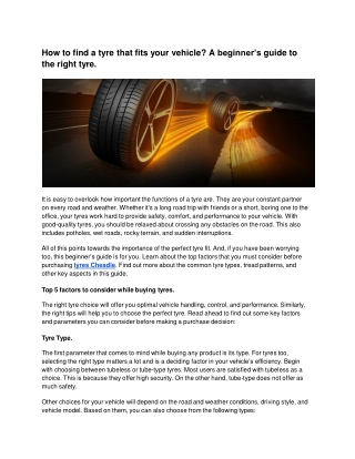 How to find a tyre that fits your vehicle