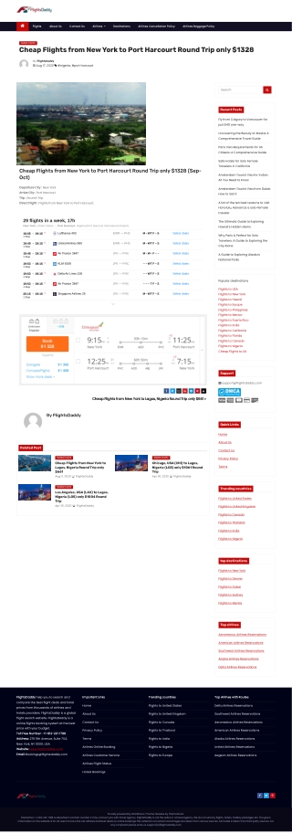 Cheap Flights from New York to Port Harcourt Round Trip only $1328