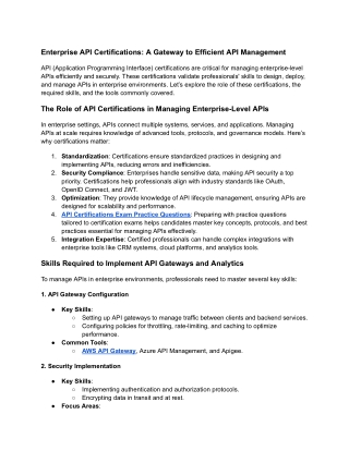 Enterprise API Certifications: A Gateway to Efficient API Management