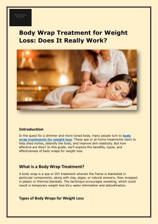 Body Wrap Treatment for Weight Loss - Does It Really Work.docx