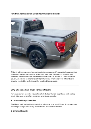 Ram Truck Tonneau Cover_ Elevate Your Truck's Functionality