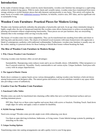 Wooden Crate Furniture: Practical Pieces for Modern Living