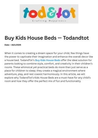 Buy Kids House Beds — Todandtot