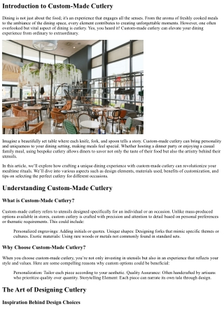 Crafting a Unique Dining Experience with Custom-Made Cutlery