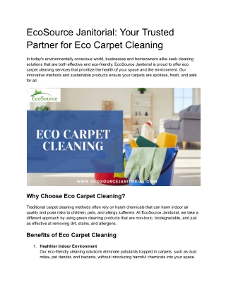 Your Trusted Partner for Eco Carpet Cleaning