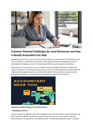 Common Financial Challenges for Local Businesses and How a Nearby Accountant Can Help