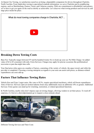 How Much Do Towing Companies Charge in Charlotte?