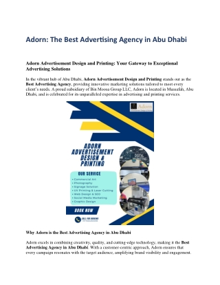 Adorn Advertisement - The Best Advertising Agency in Abu Dhabi