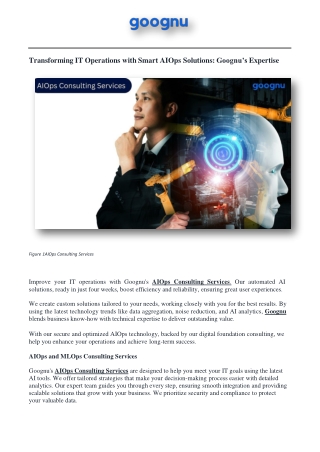 Best AIOps Consulting Services – Goognu