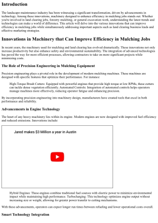 “Innovations in Machinery that Can Improve Efficiency in Mulching Jobs”