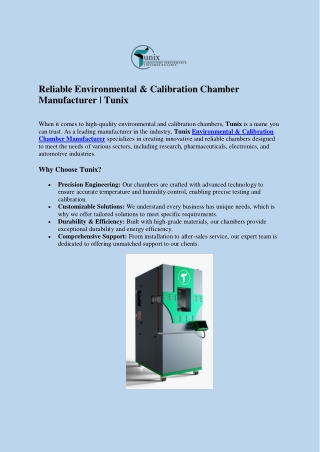 Environmental & Calibration Chamber Manufacturer