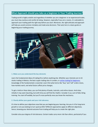 What Approach should you take as a beginner in Your Trading Journey