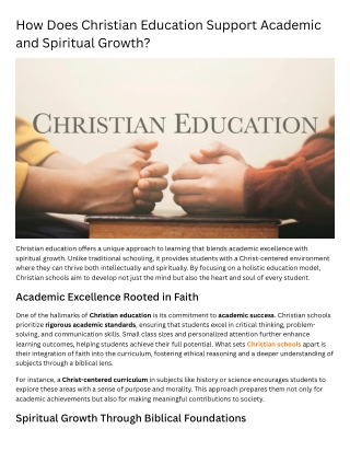 How Does Christian Education Support Academic and Spiritual Growth