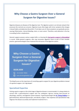 Why Choose a Gastro Surgeon Over a General Surgeon for Digestive Issues
