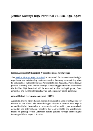 JetBlue Airways BQN Terminal  1-888-839-0502