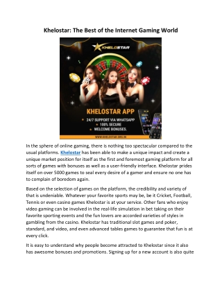 Khelostar The Best of the Internet Gaming World