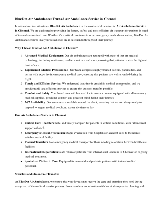 Air Ambulance Chennai