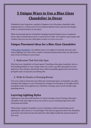 Blue Glass Chandelier: A Stunning Pop of Elegance