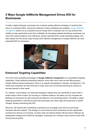 5 Ways Google AdWords Management Drives ROI for Businesses