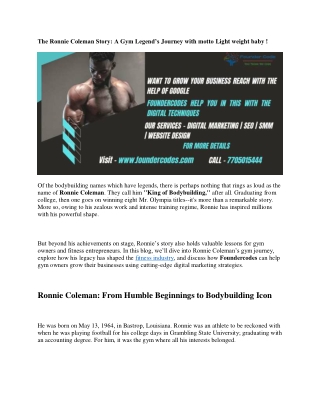 The Ronnie Coleman Story  A Gym Legend’s Journey with motto Light weight baby