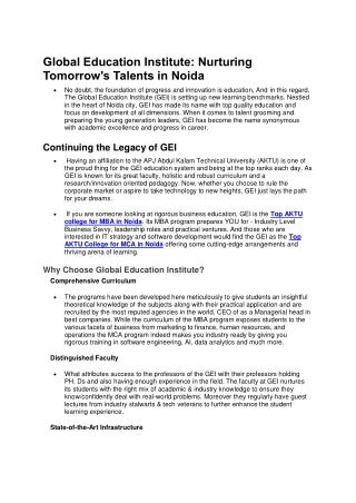 Global Education Institute - Nurturing Tomorrow's Talents in Noida