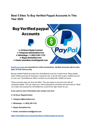 Best 5 Sites To Buy Verified Paypal Accounts In This Year 2025
