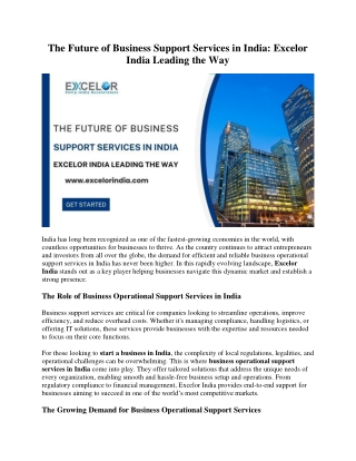 The Future of Business Support Services in India: Excelor India Leading the Way