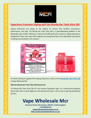 Experience Premium Vaping with the Bloody Bar Twist Ultra 20k