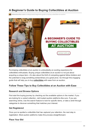 Your Beginner’s Guide to Buying Collectibles at Auction – Tips and Tricks