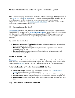 Top Best Three Wheel Kick Scooters for kids | FLYi