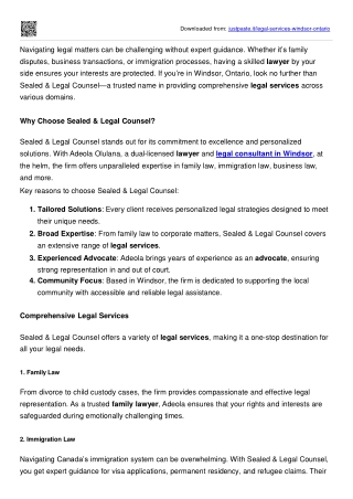 Legal Services Windsor Ontario