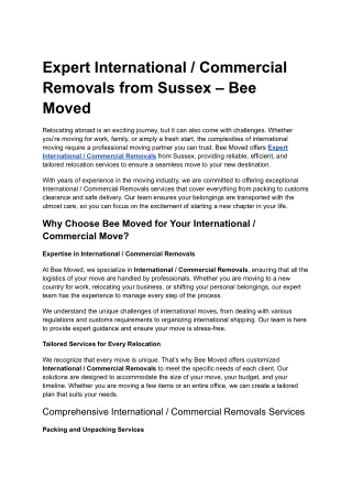Expert International _ Commercial Removals from Sussex – Bee Moved (1)