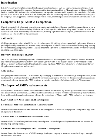 How AMD is Leading the Way in AI Development