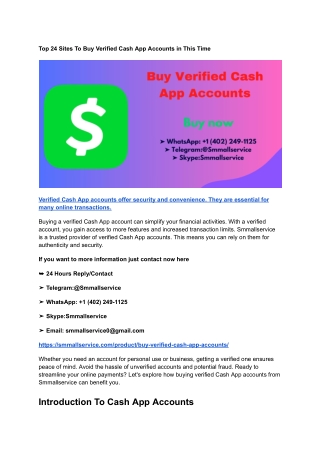 Top 24 Sites To Buy Verified Cash App Accounts in This Time