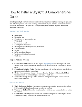 How to Install a Skylight