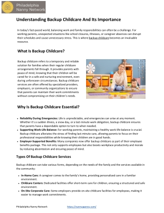 Understanding Backup Childcare And Its Importance