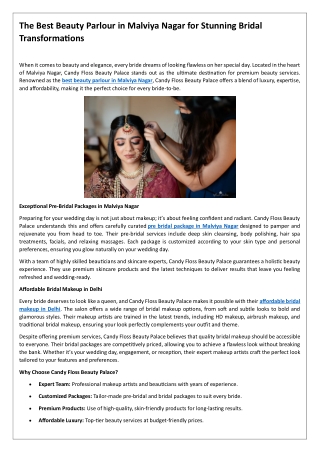 The Best Beauty Parlour in Malviya Nagar for Stunning Bridal Transformations