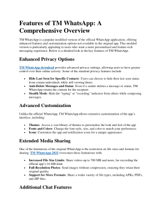 Features of TM WhatsApp
