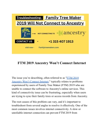 FTM 2019 Ancestry Won’t Connect Internet