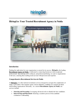 Hire the Best with HiringGo – Your Recruitment Partner in Noida