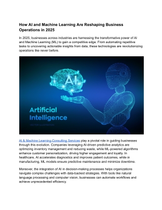 How AI and Machine Learning Are Reshaping Business Operations in 2025