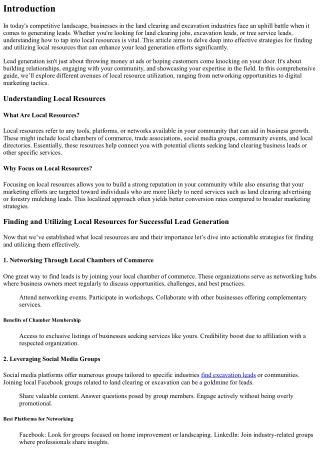 “Finding and Utilizing Local Resources for Successful Lead Generation”